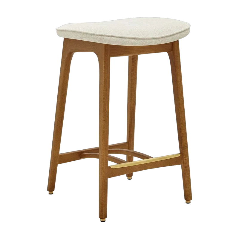 Tabouret de bar en tissu marbre blanc et frêne foncé 65 cm Série 200-190 - 366 Concept