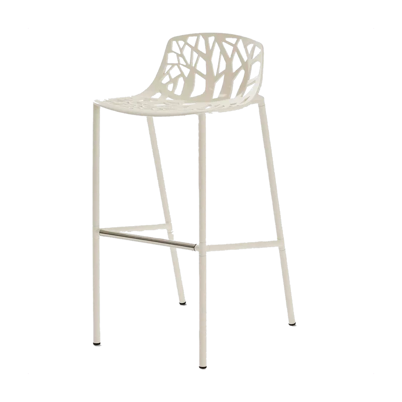 Chaise de bar en acier blanc crème 56 x 48 cm Forest - Fast Spa