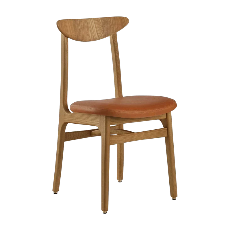 Chaise en cuir naturel cognac et frêne foncé 52 x 45 Série 200-190 Mix - 366 Concept
