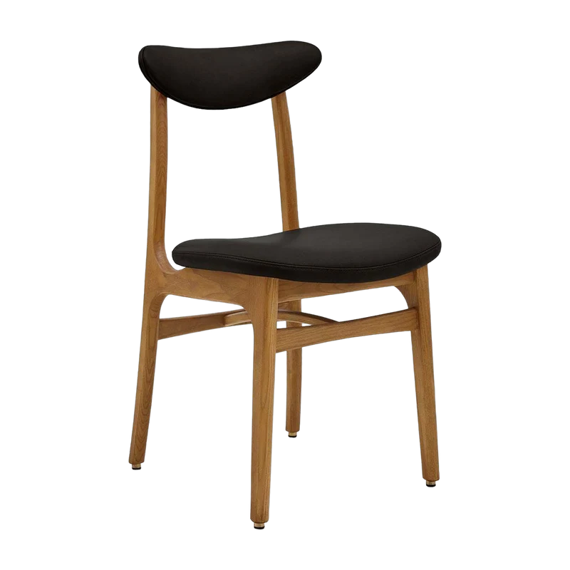 Chaise en cuir noir et frêne foncé 52 x 45 Cuire Série 200-190 - 366 Concept