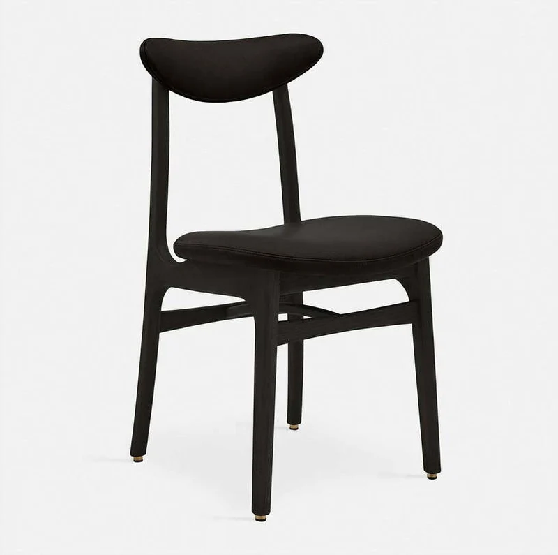 Chaise en cuir noir et frêne foncé 52 x 45 Cuire Série 200-190 - 366 Concept
