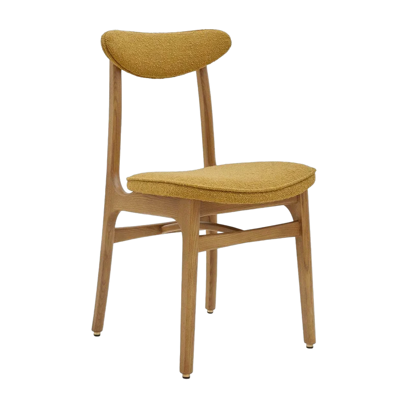Chaise en tissu bouclé moutarde et frêne nature 52 x 45 Série 200-190 - 366 Concept