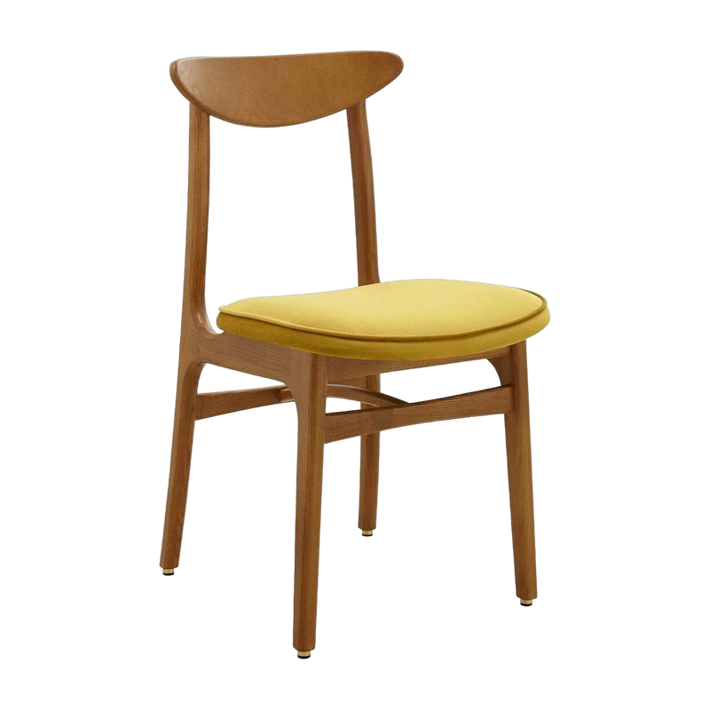 Chaise en velours brillant moutarde et frêne foncé 52 x 45 Série 200-190 Mix - 366 Concept