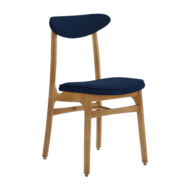Chaise en velours indigo et frêne nature 52 x 45 Série 200-190 - 366 Concept