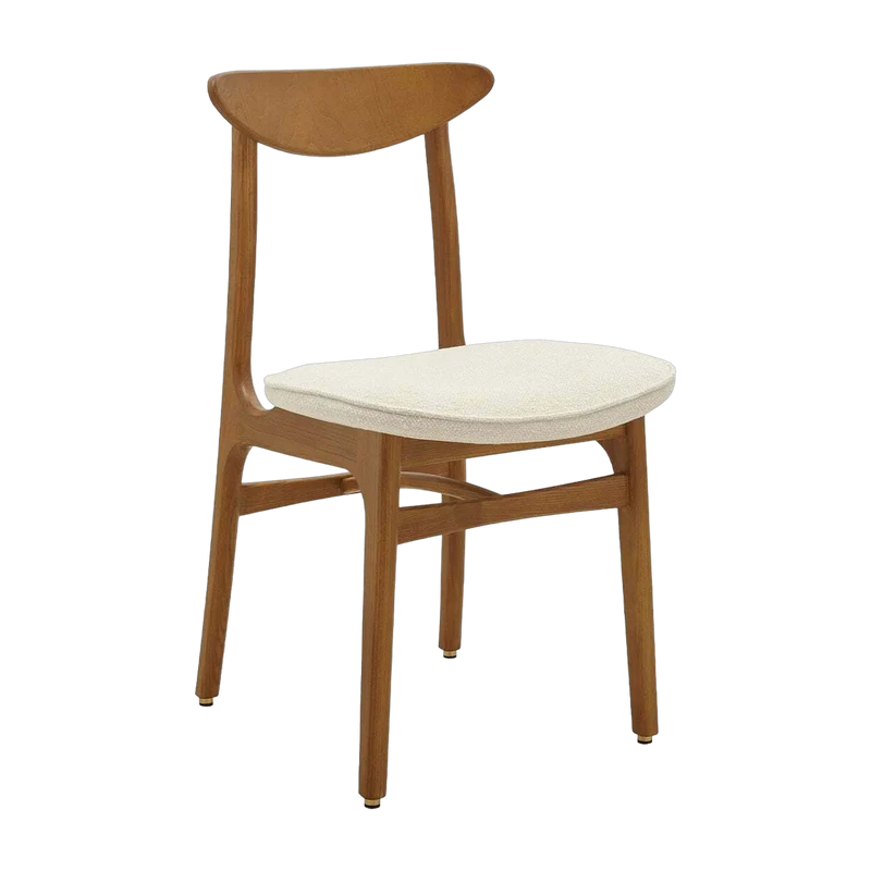 Chaise en tissu bouclé crème et frêne foncé 52 x 45 bouclé Série 200-190 Mix - 366 Concept