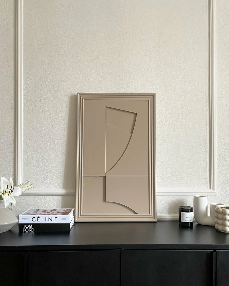 Tableau en bois beige gris 80 cm Randonne - Likya