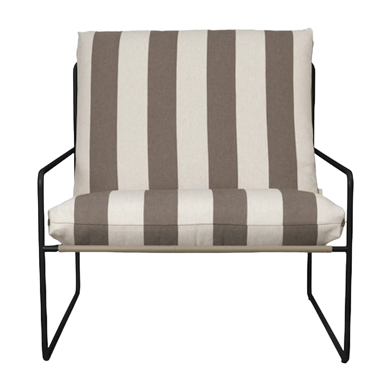 Fauteuil en vinyl rayé et acier noir 78 x 93 cm Desert Stripe Stripe - Ferm Living