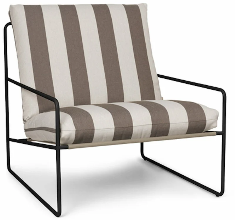 Fauteuil en vinyl rayé et acier noir 78 x 93 cm Desert Stripe Stripe - Ferm Living