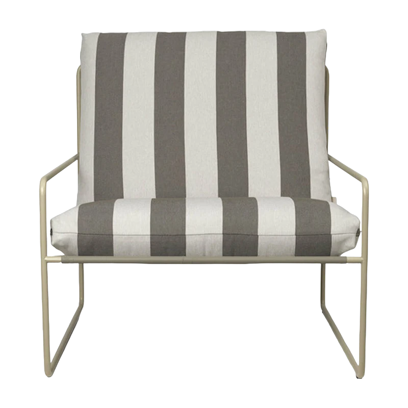 Fauteuil en vinyl rayé et acier beige 78 x 93 cm Desert Stripe - Ferm Living