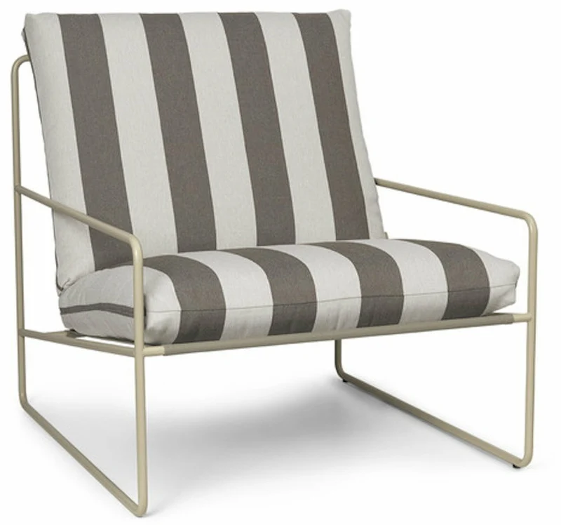 Fauteuil en vinyl rayé et acier beige 78 x 93 cm Desert Stripe - Ferm Living