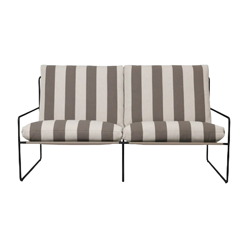 Canapé d'extérieur 2 places en vinyl rayé et acier noir 78 x 93 cm Desert Stripe - Ferm Living