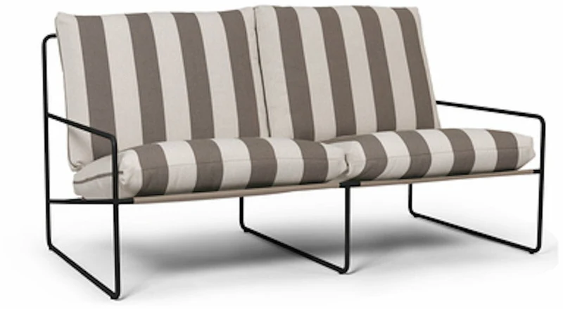 Canapé d'extérieur 2 places en vinyl rayé et acier noir 78 x 93 cm Desert Stripe - Ferm Living