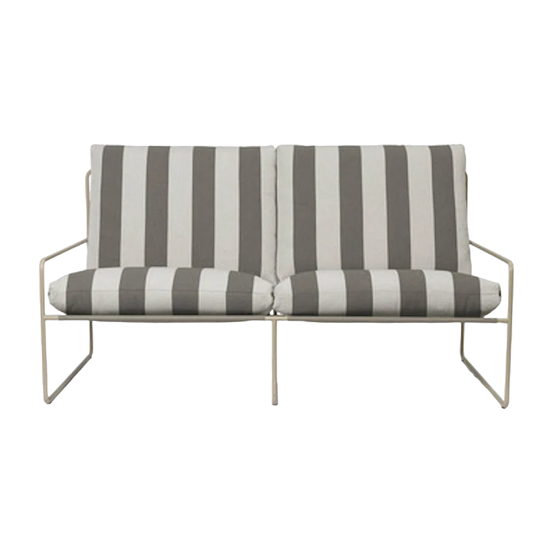 Canapé d'extérieur 2 places en vinyl rayé et acier beige 78 x 93 cm Desert Stripe - Ferm Living