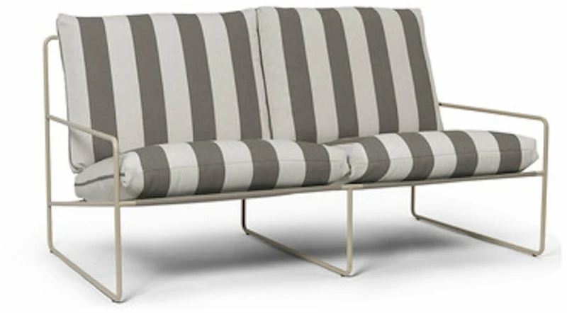 Canapé d'extérieur 2 places en vinyl rayé et acier beige 78 x 93 cm Desert Stripe - Ferm Living