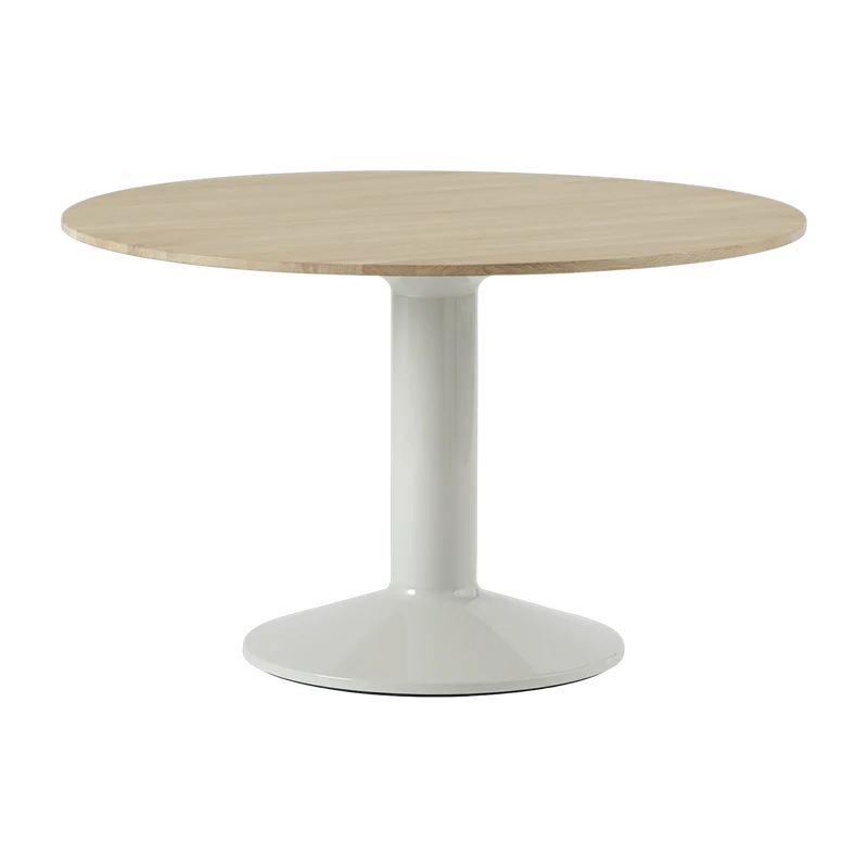 Table à manger ronde en chêne massif huilé et piètement gris 120 cm Midst - Muuto