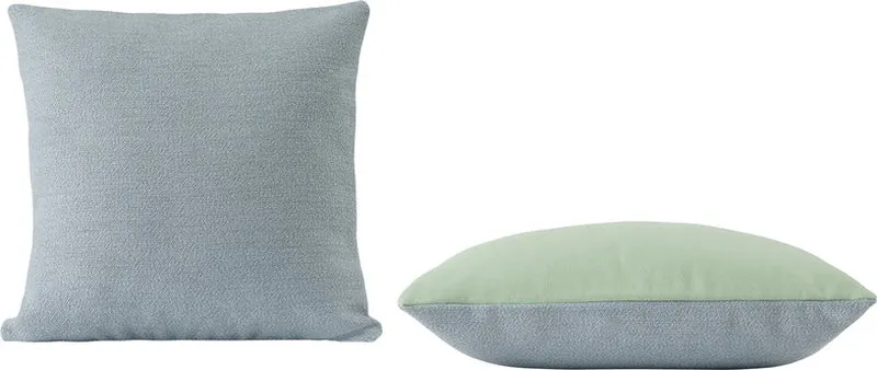 Coussin à double face bleu clair et vert 45 x 45 cm Mingle - Muuto