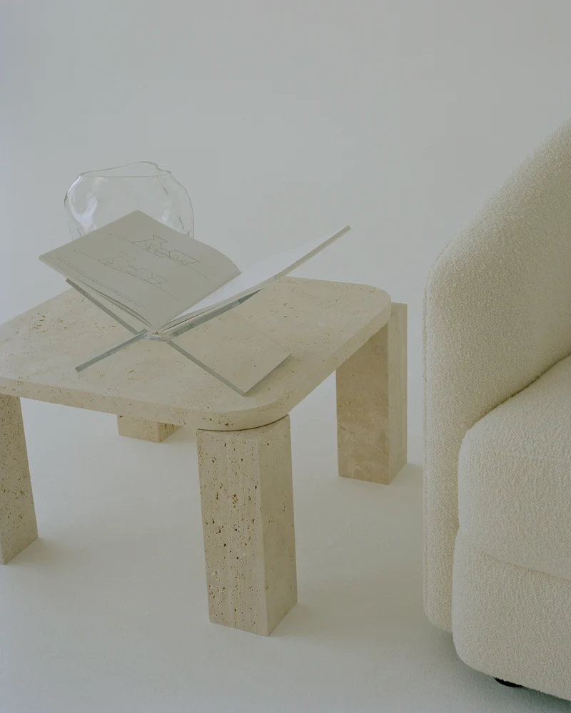 Table basse en travertin 60 x 60 cm Atlas - New works