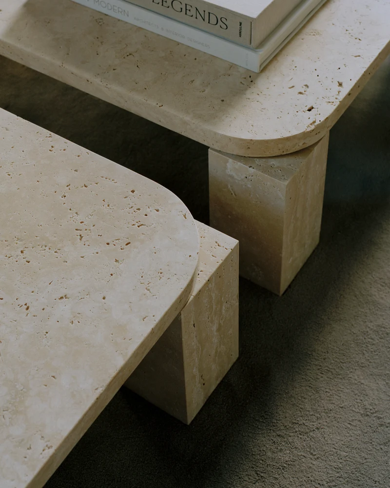 Table basse en travertin 60 x 60 cm Atlas - New works