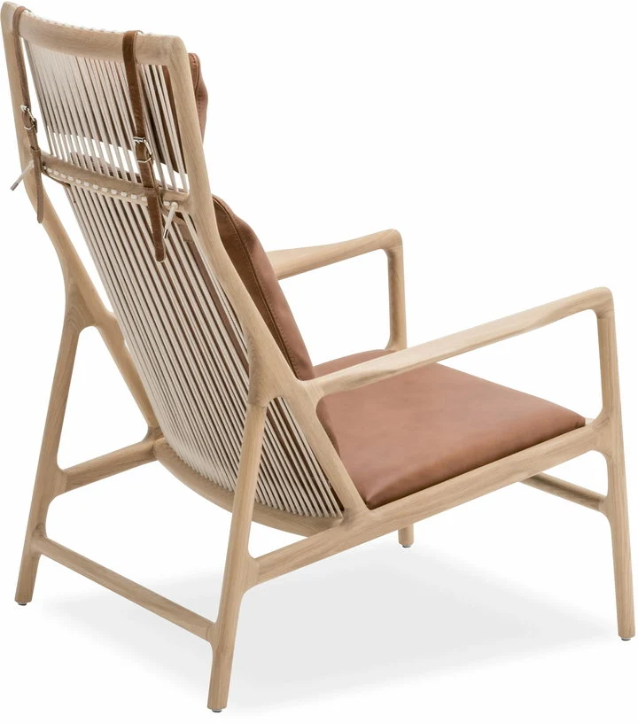 Fauteuil lounge en chêne et cuir whisky Dedo - Gazzda