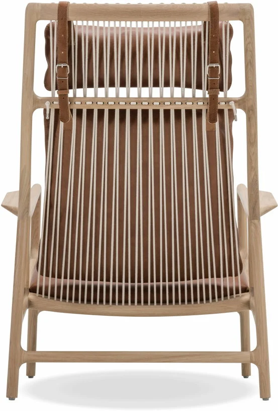 Fauteuil lounge en chêne et cuir whisky Dedo - Gazzda