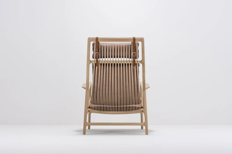 Fauteuil lounge en chêne et cuir whisky Dedo - Gazzda