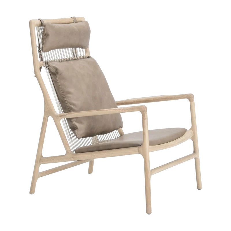 Fauteuil lounge en chêne et cuir stone Dedo - Gazzda