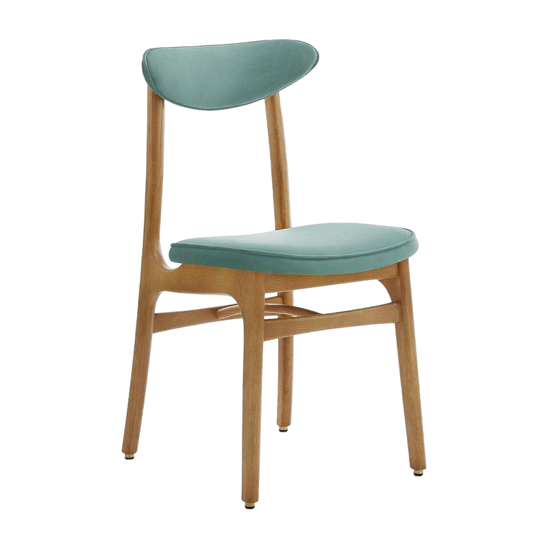 Chaise en velours menthe et frêne nature 52 x 45 Série 200-190 - 366 Concept