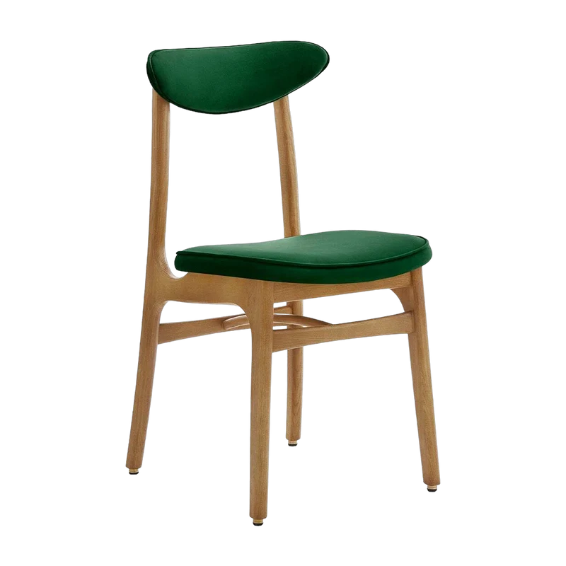 Chaise en velours vert bouteille et frêne nature 52 x 45 Série 200-190 - 366 Concept