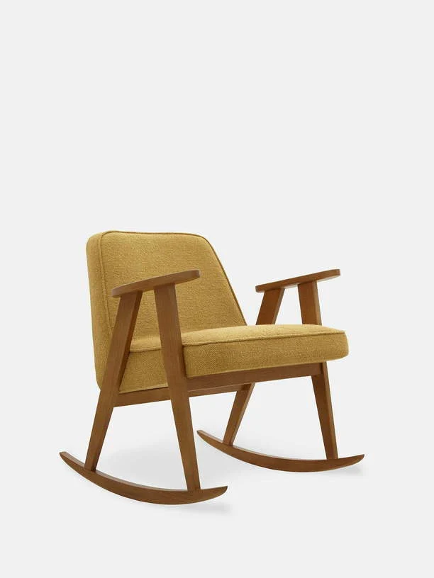 Chaise à bascule en tissu bouclé crème et chêne foncé 70 x 64 cm Série 366 - 366 Concept