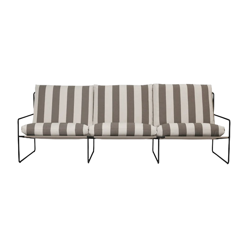 Canapé d'extérieur 3 places en vinyl rayé et acier noir 78 x 93 cm Desert Stripe - Ferm Living