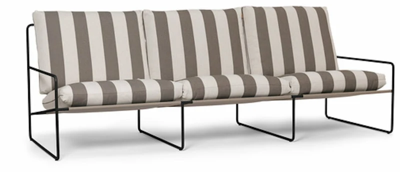 Canapé d'extérieur 3 places en vinyl rayé et acier noir 78 x 93 cm Desert Stripe - Ferm Living