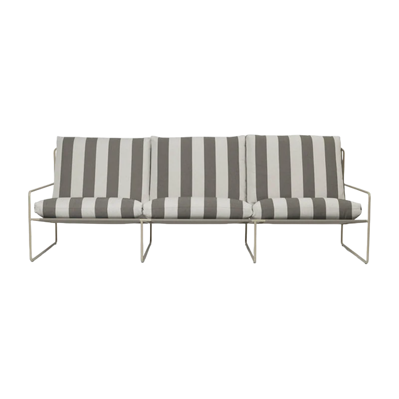 Canapé d'extérieur 3 places en vinyl rayé et acier beige 78 x 93 cm Desert Stripe - Ferm Living