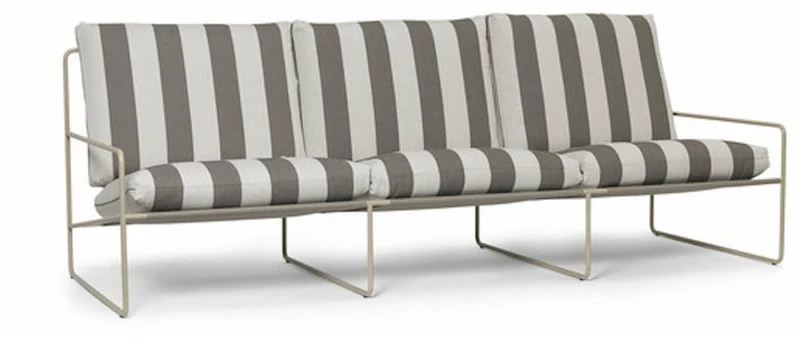 Canapé d'extérieur 3 places en vinyl rayé et acier beige 78 x 93 cm Desert Stripe - Ferm Living