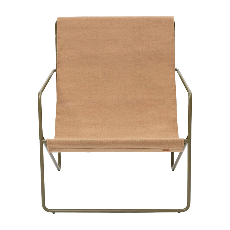 Chaise longue en vinyl marron et acier vert olive 63 x 66 cm Desert - Ferm Living