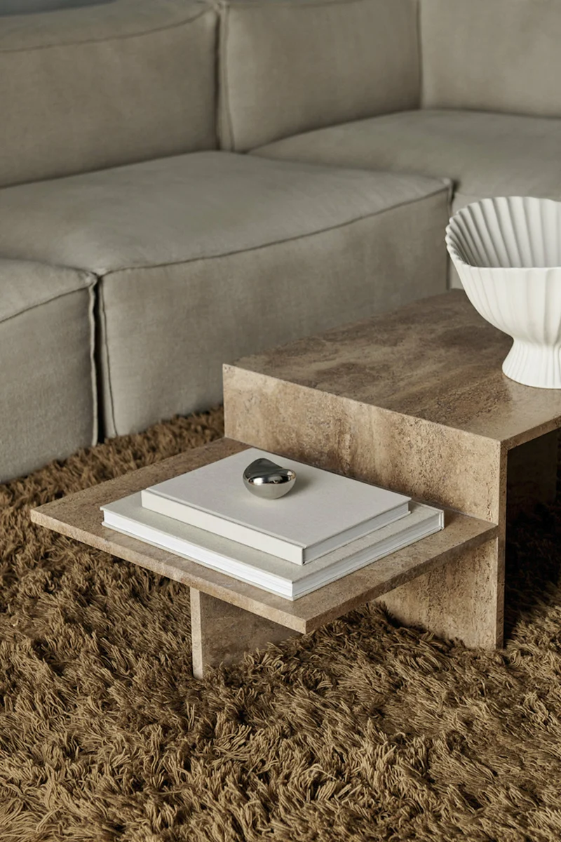 Table basse en travertin beige 55 x 108 cm Distinct - Ferm Living