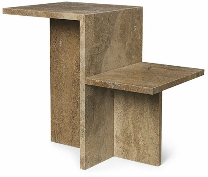 Table d'appoint en travertin beige 50 x 40 cm Distinct - Ferm Living