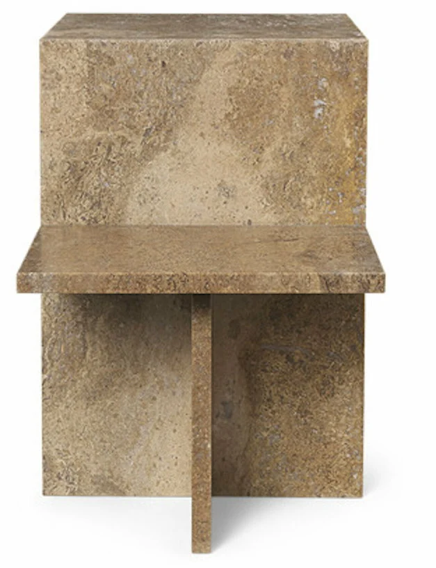 Table d'appoint en travertin beige 50 x 40 cm Distinct - Ferm Living