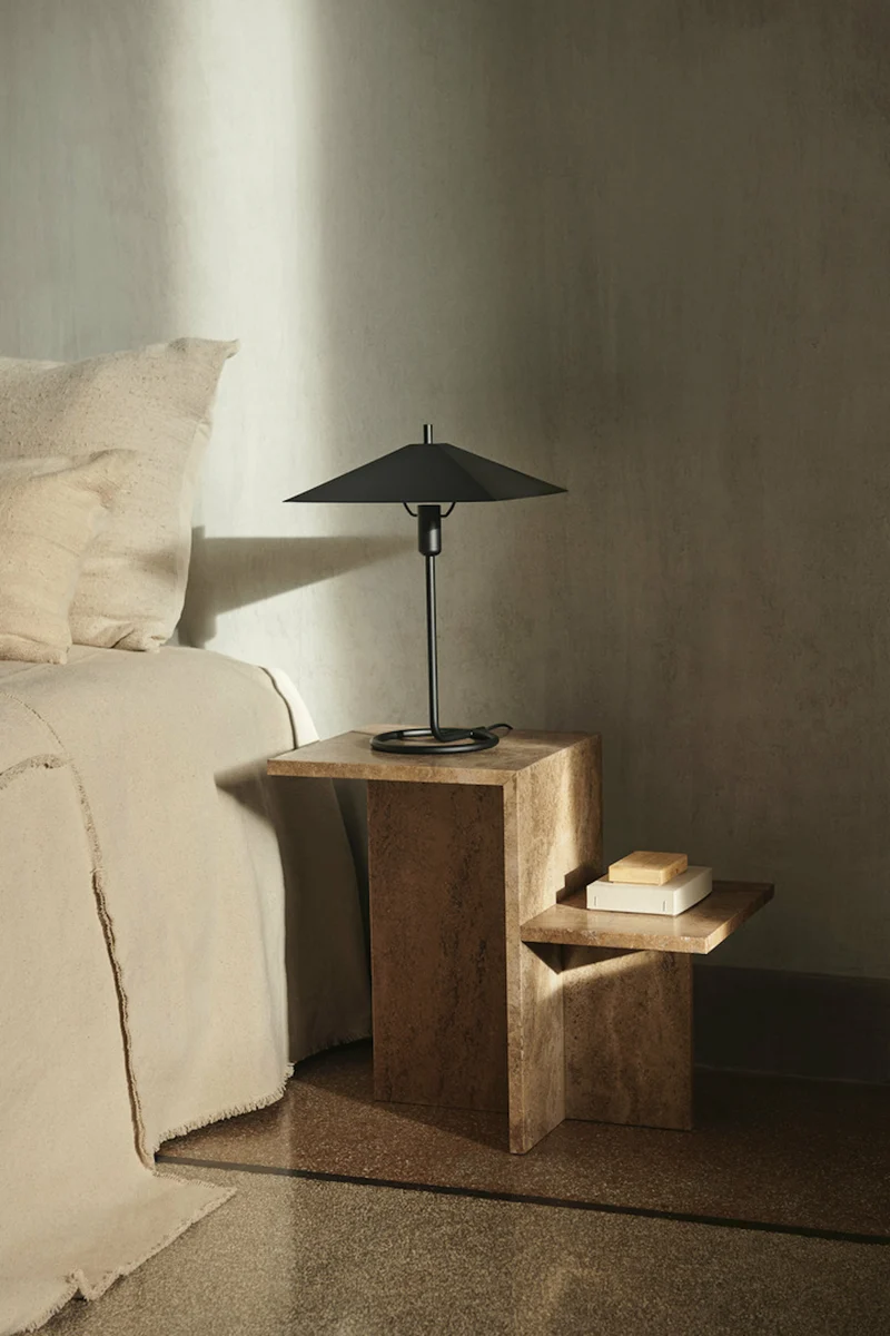 Table d'appoint en travertin beige 50 x 40 cm Distinct - Ferm Living