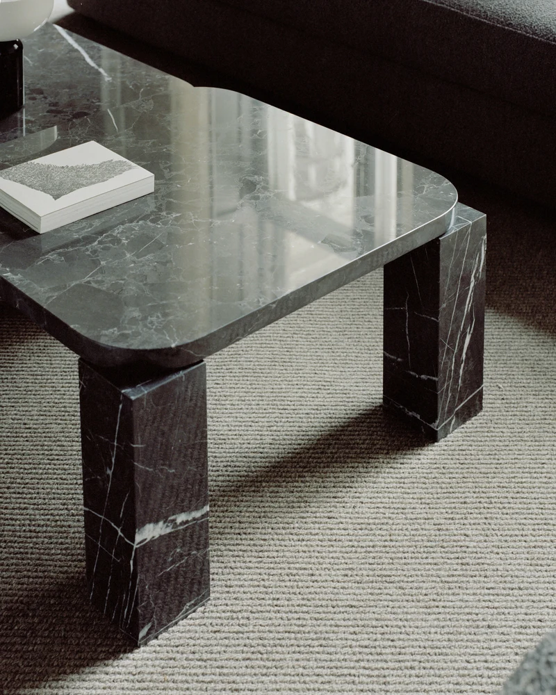 Table basse en marbre noir costa 60 x 60 cm - New works
