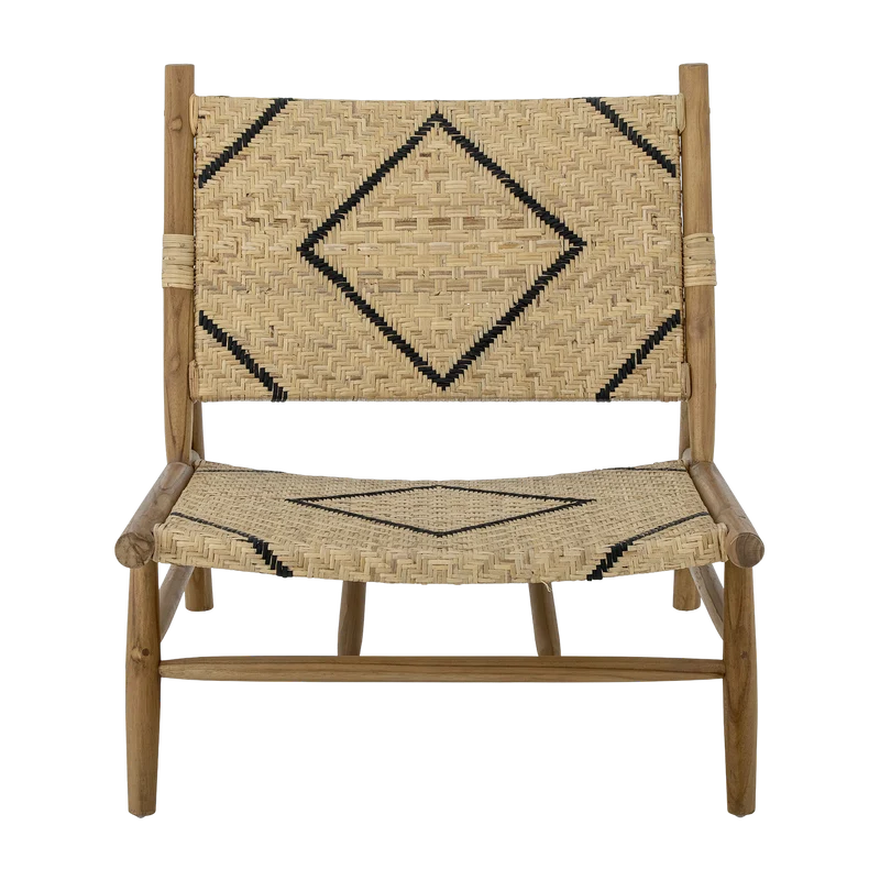 Chaise longue en teck naturel et rotin 70 x 78 cm Lennox - Bloomingville