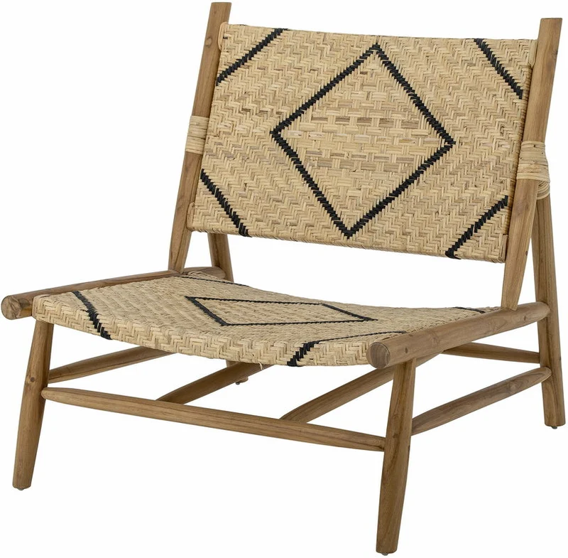 Chaise longue en teck naturel et rotin 70 x 78 cm Lennox - Bloomingville