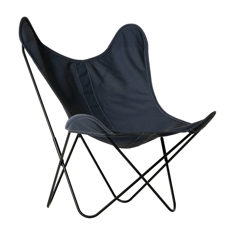 Fauteuil en batyline bleu nuit et structure en acier noir AA - Airborne