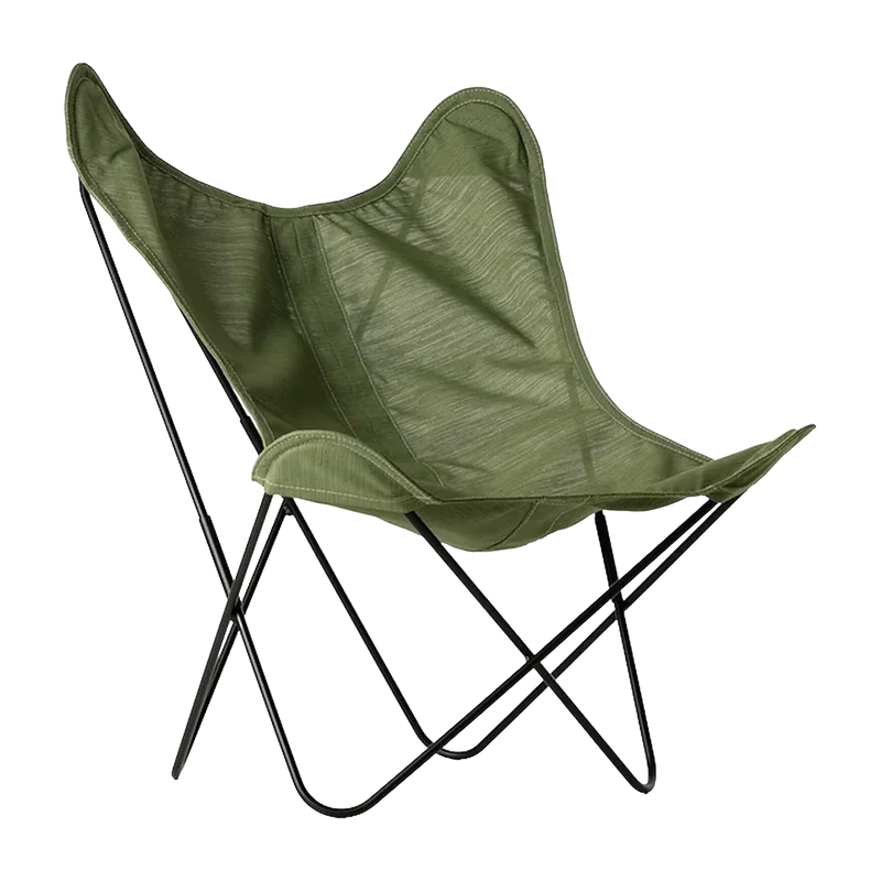 Fauteuil en batyline vert amande et structure en acier noir AA - Airborne