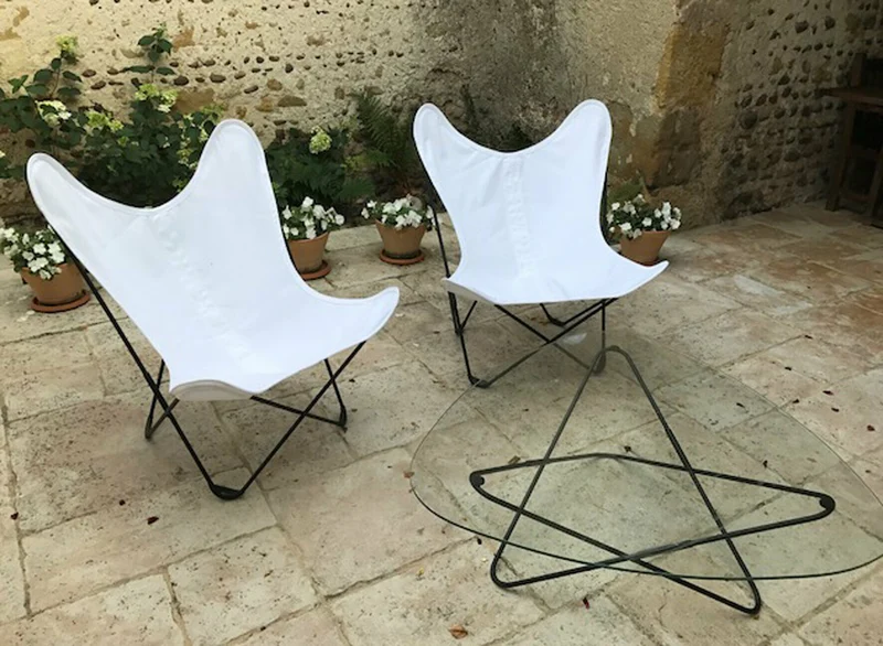 Fauteuil en batyline vert amande et structure en acier noir AA - Airborne