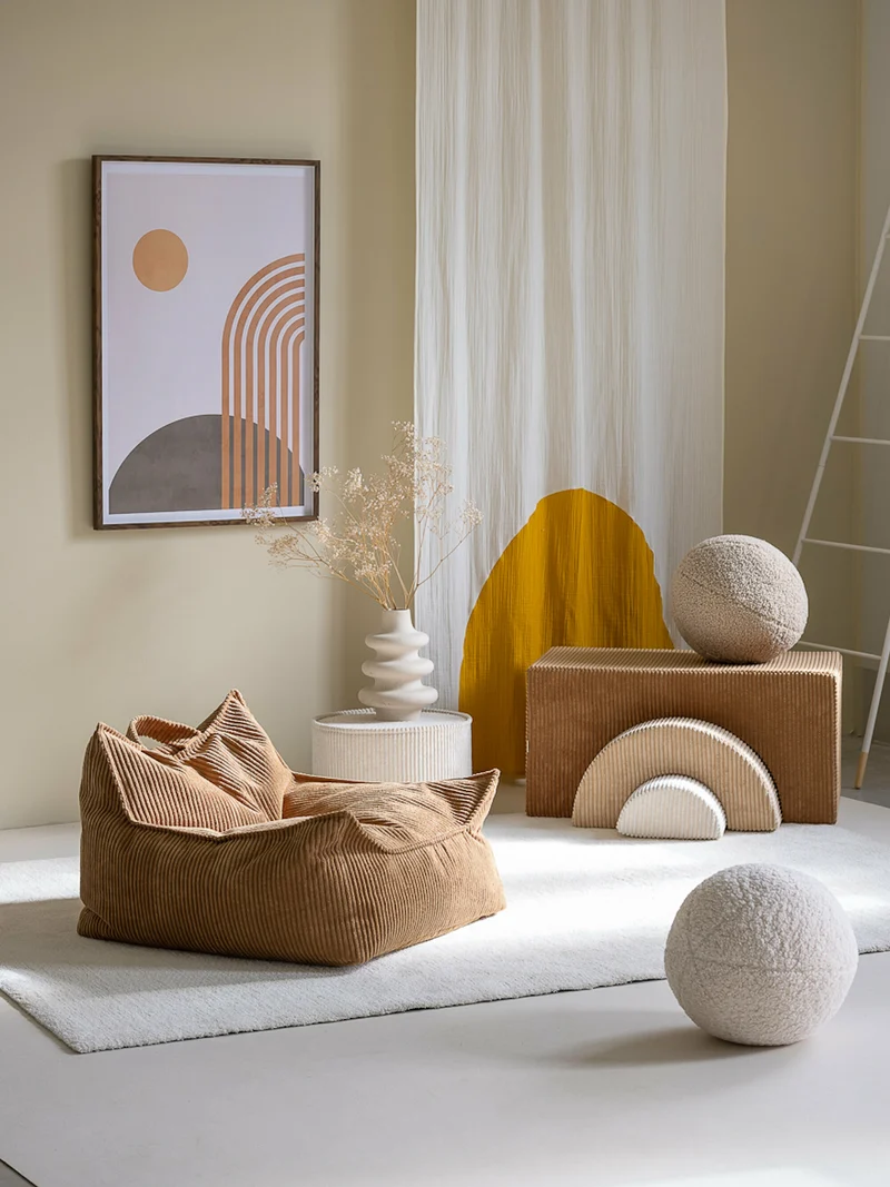 Pouf fauteuil en velours côtelé toffee 80 x 70 cm - Wigiwama