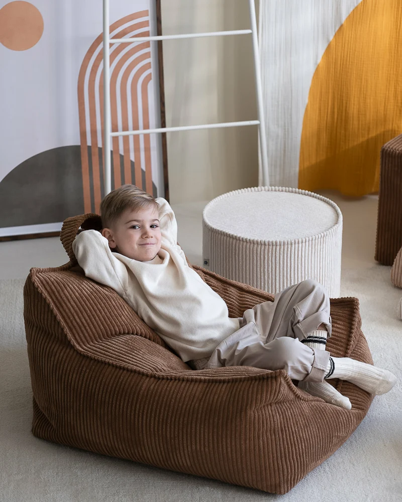 Pouf fauteuil en velours côtelé toffee 80 x 70 cm - Wigiwama