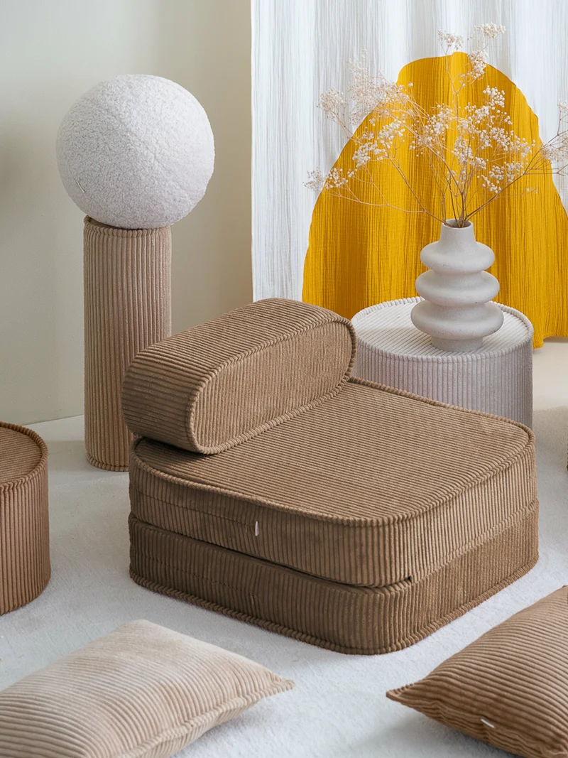Fauteuil pliable en velours côtelé toffee 150 x 60 cm - Wigiwama