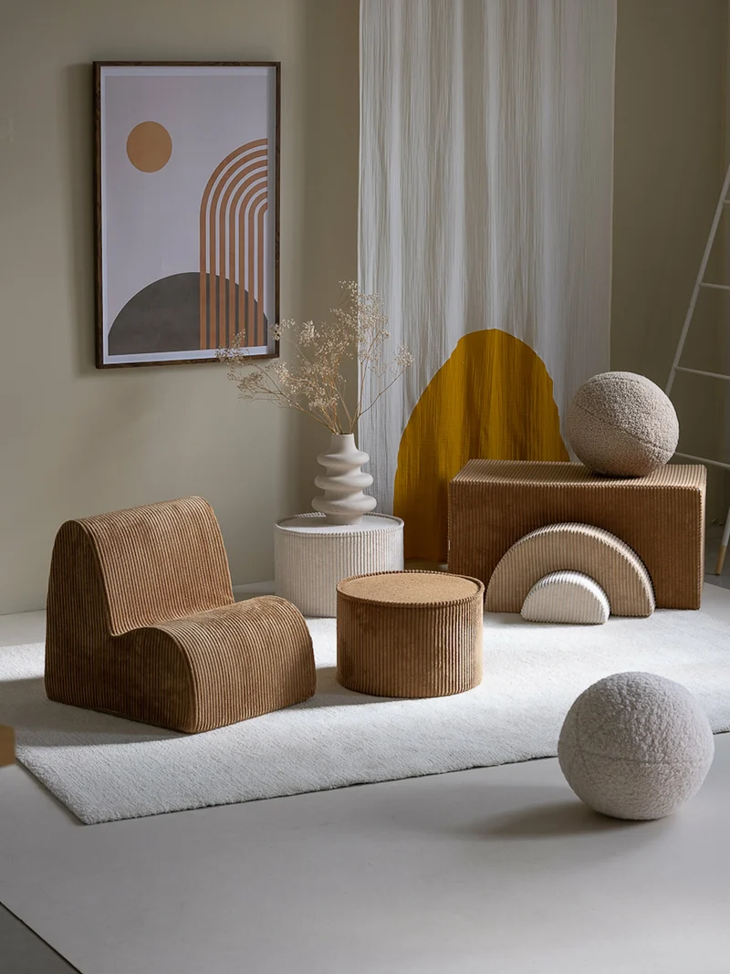 Pouf rond en velours côtelé toffee 39,5 x 25 cm - Wigiwama