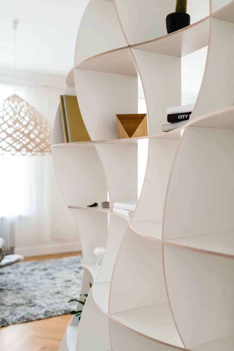 Bibliothèque en bois de bouleau blanc 246 x 246 cm Dune - Jaanus Orgusaar