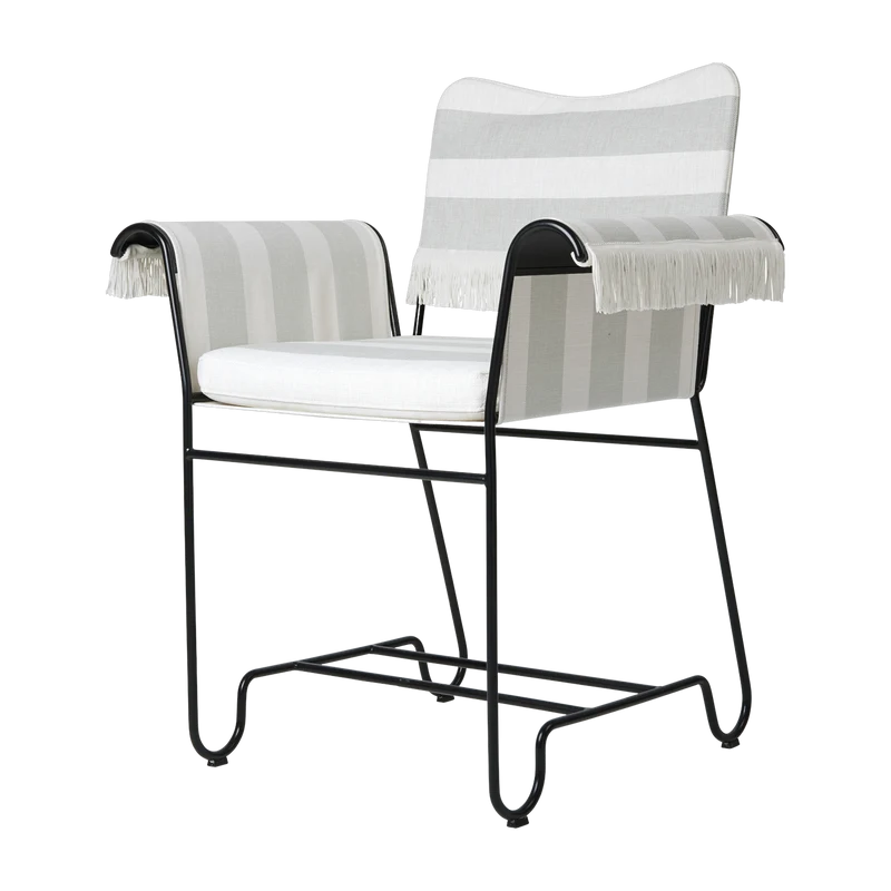 Chaise avec accoudoirs à franges et rayures leslie Tropique - Gubi